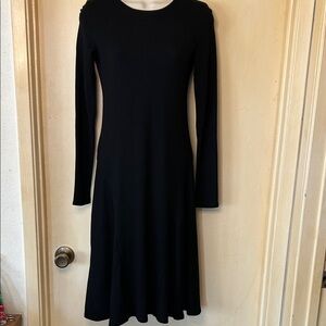 Theory Sculpted Seam Black Long Sleeve Dress size 0